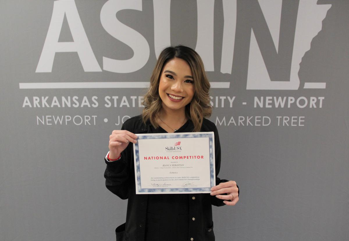 Bianca Sebastian pictured with her national competitor certificate.