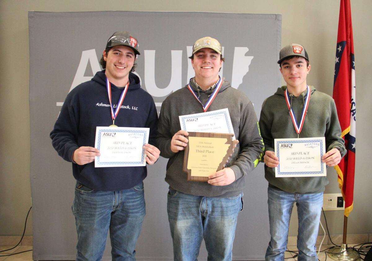 Third place winners pictured from left: Drake Williams, Colton Martin and Dylan Bryson