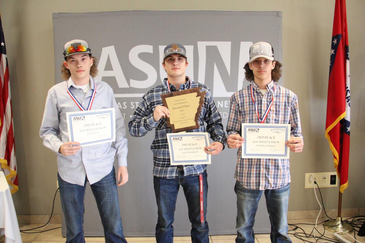 Second place winners pictured from left: Luke Kelly, Lane Thompson and Zander Criswell